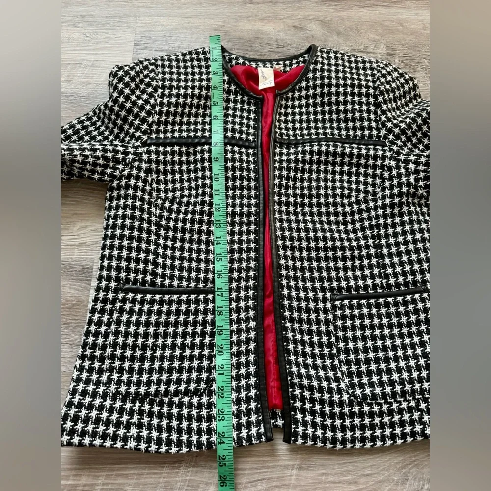 Lavender & Honey Anthropologie Black White Boucle Tweed Open Blazer Sz-M. - Picture 16 of 16